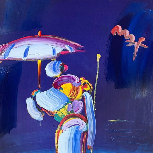 Peter Max, "Sage with Umbrella and Cane" Framed One-of-a-Kind Acrylic Mixed Media (48.5" x 36.5"), Hand Signed with Registration Number Certifying Authenticity