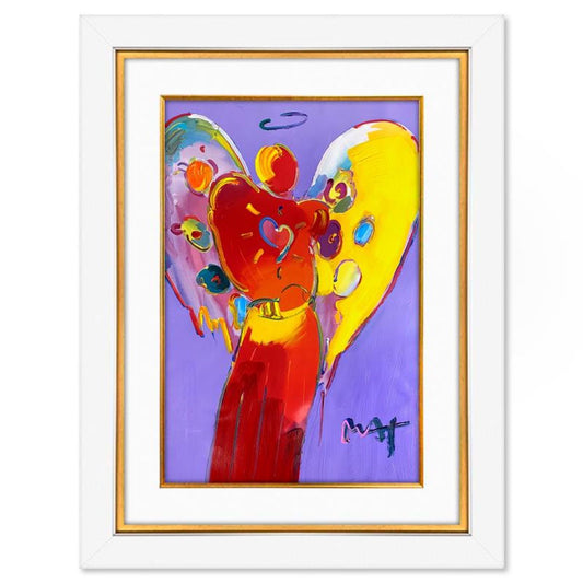 Peter Max, "Angel with Heart" Framed One-of-a-Kind Mixed Media, Hand Signed with Registration Number Certifying Authenticity.