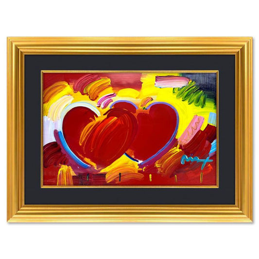 Peter Max, "Two Hearts as One" Framed One-of-a-Kind Mixed Media, Hand Signed with Registration Number Certifying Authenticity.