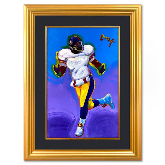 Peter Max, "Superbowl XXXI" Framed One-of-a-Kind Mixed Media, Hand Signed with Registration Number Certifying Authenticity.