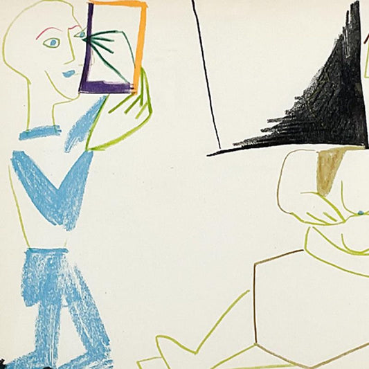 Picasso (1881-1973), "Human Comedy (27.1.54.V)" Framed Lithograph with Letter of Authenticity.