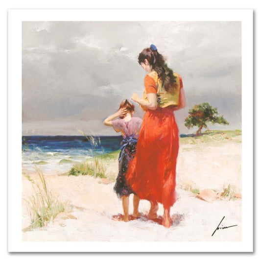 Pino (1939-2010) "Beach Walk" Limited Edition on Canvas, Numbered and Hand Signed with Certificate of Authenticity.
