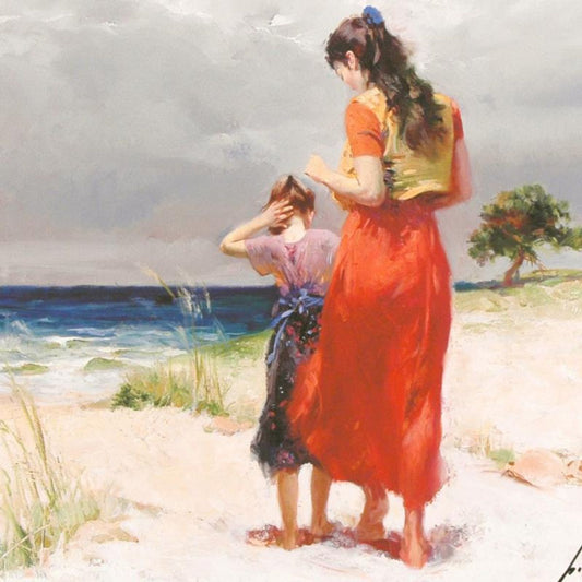 Pino (1939-2010) "Beach Walk" Limited Edition on Canvas, Numbered and Hand Signed with Certificate of Authenticity.