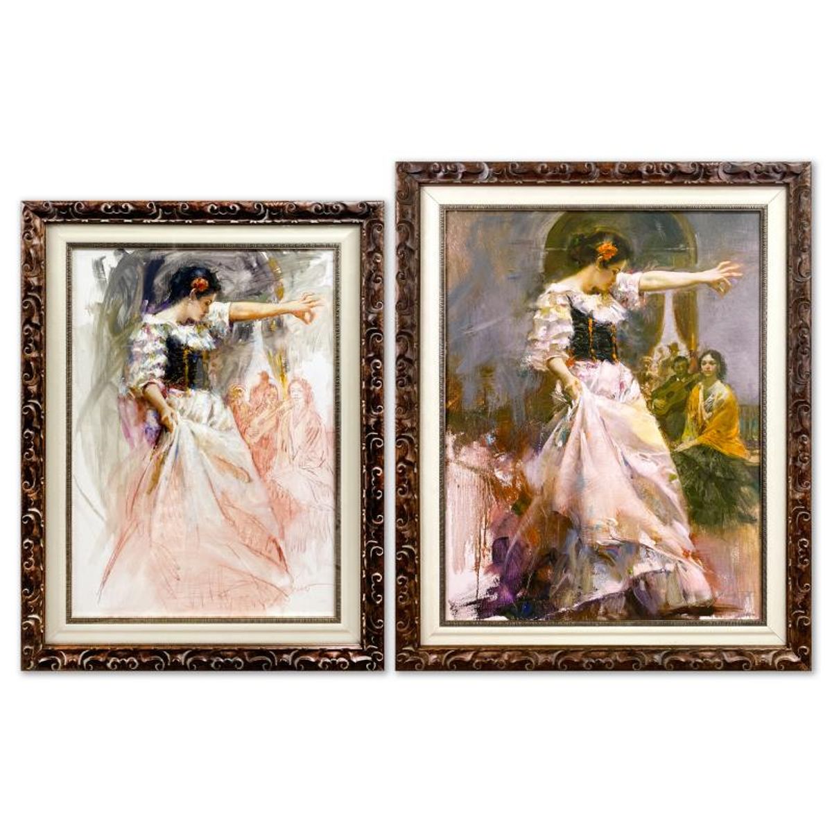 Pino (1939-2010), "Midnight Tango Set" Framed Original Oil Painting on Board with Matching Limited Edition on Canvas, Hand Signed with Letter of Authenticity.