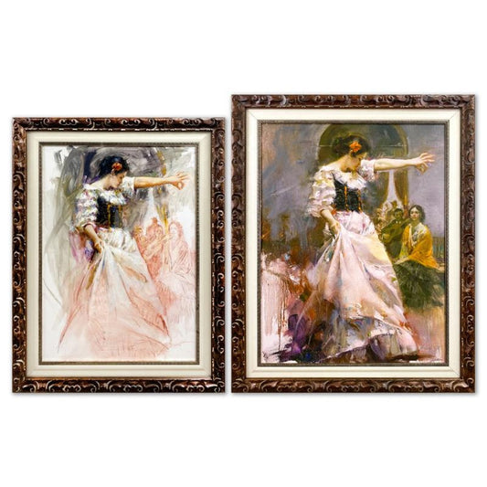 Pino (1939-2010), "Midnight Tango Set" Framed Original Oil Painting on Board with Matching Limited Edition on Canvas, Hand Signed with Letter of Authenticity.