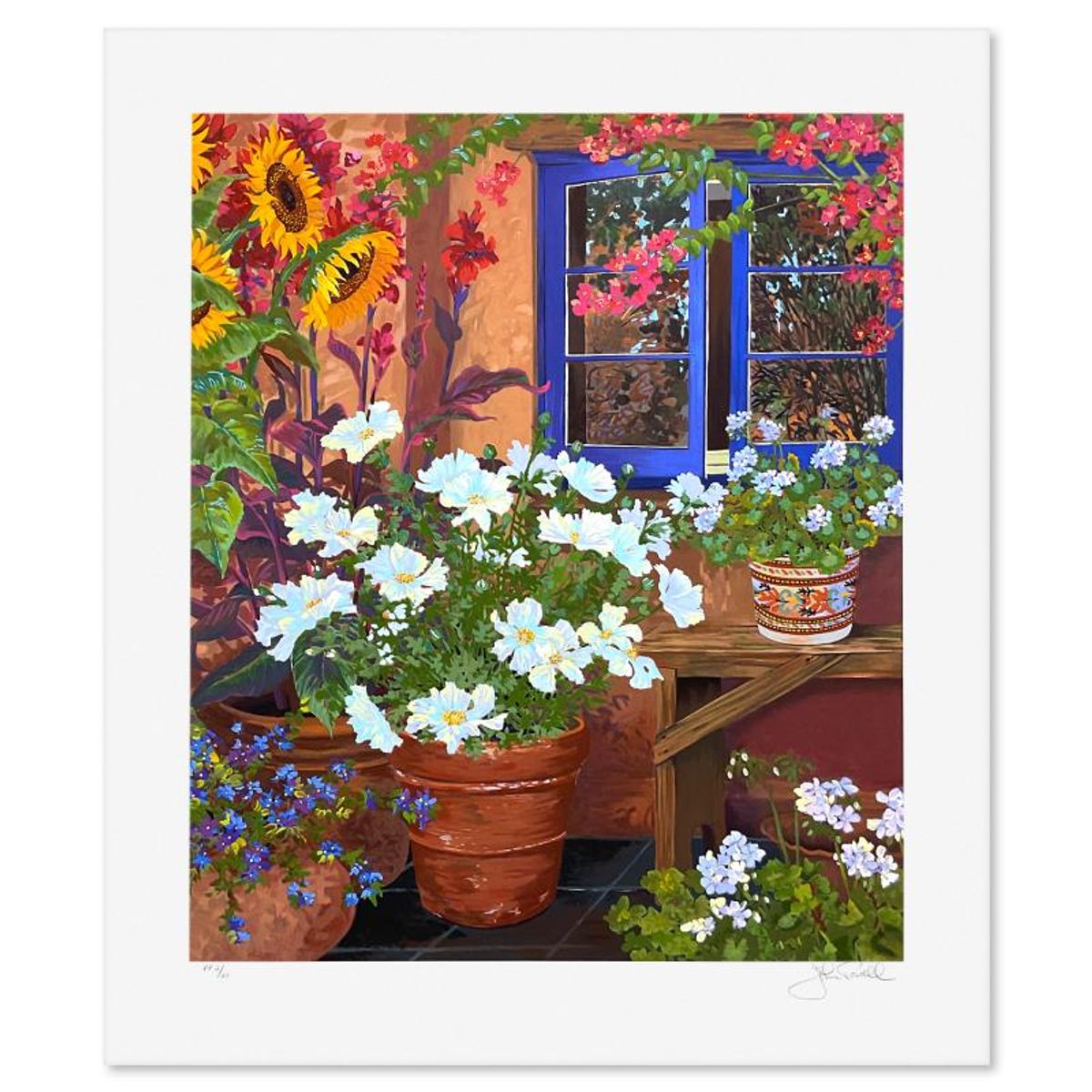 John Powell, "Blue Window" Limited Edition Printer's Proof Serigraph, Numbered 2/21 and Hand Signed with Letter of Authenticity.