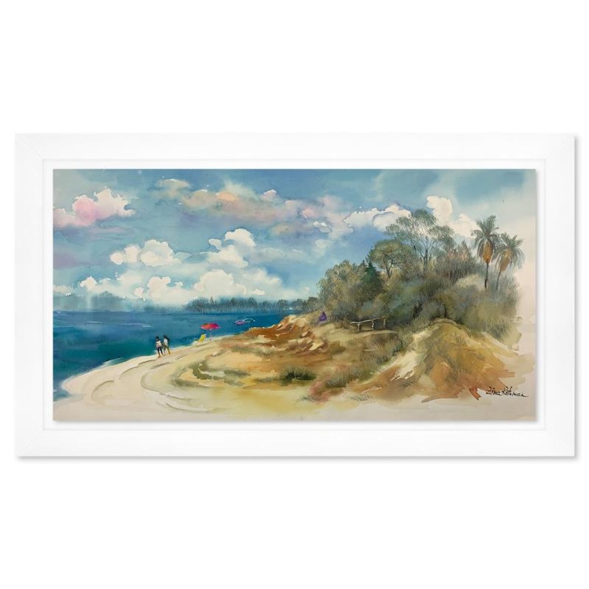 Zina Roitman, Framed Hand Signed Original Painting with Letter of Authenticity.