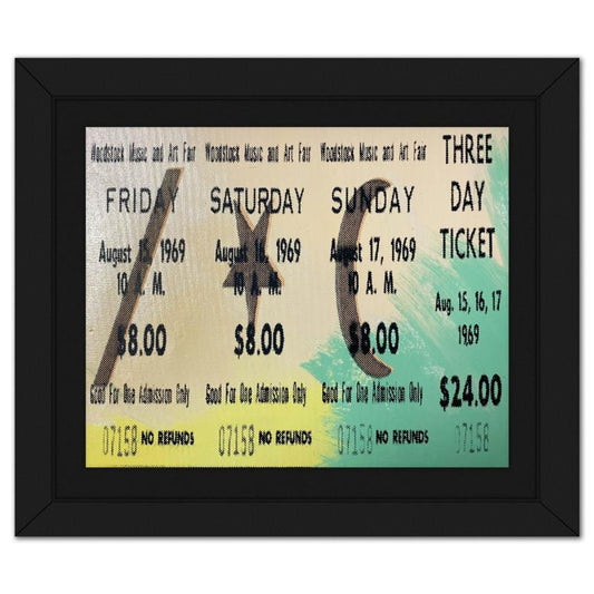 Steve Kaufman (1960-2010), "Woodstock Ticket" Framed Hand Embellished Limited Edition Silscreen, Numbered 23/50 Inverso and Hand Signed with Letter of Authenticity