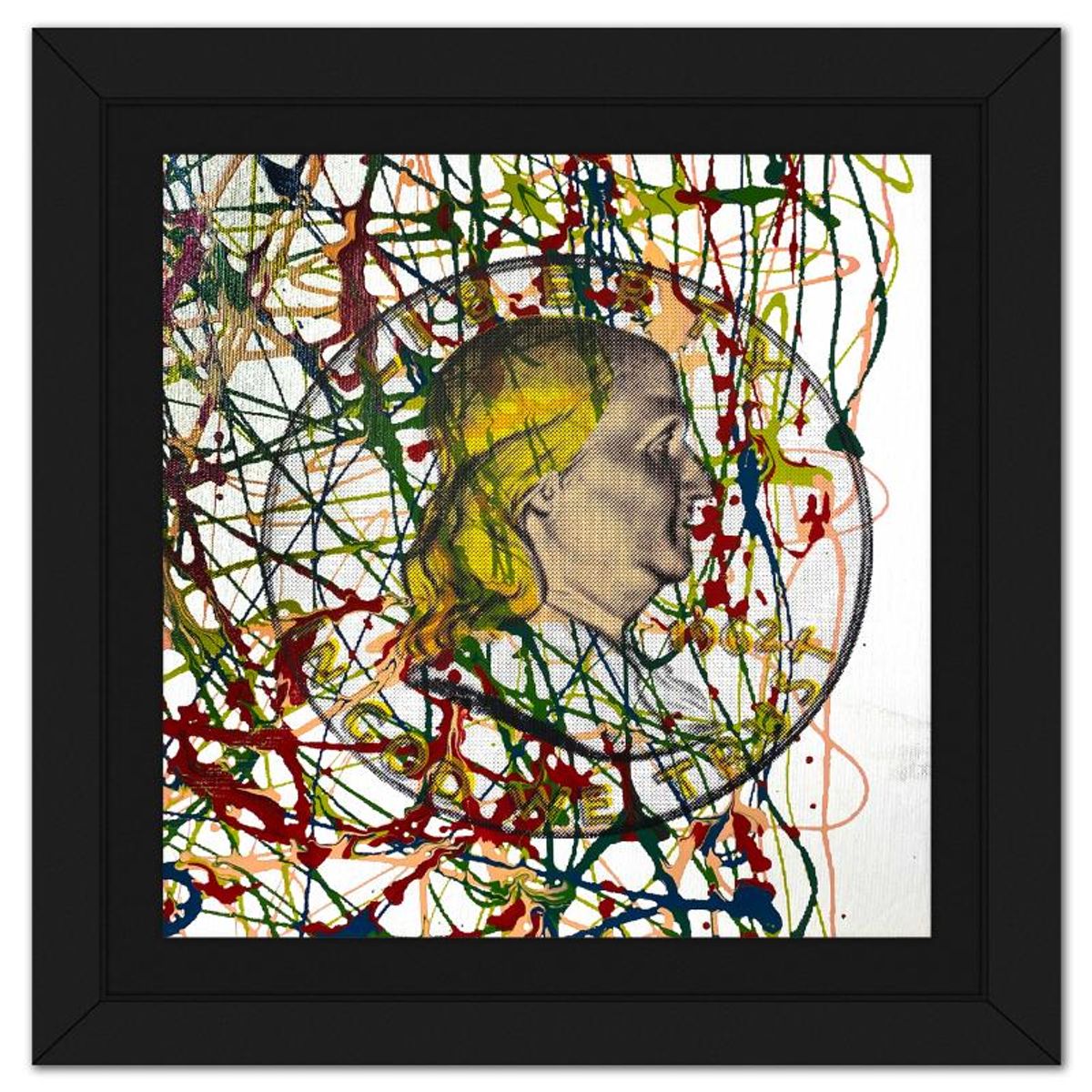 Steve Kaufman (1960-2010), "Ben Half Dollar" Framed Hand Embellished Limited Edition Silscreen, Numbered 17/50 Inverso and Hand Signed with Letter of Authenticity