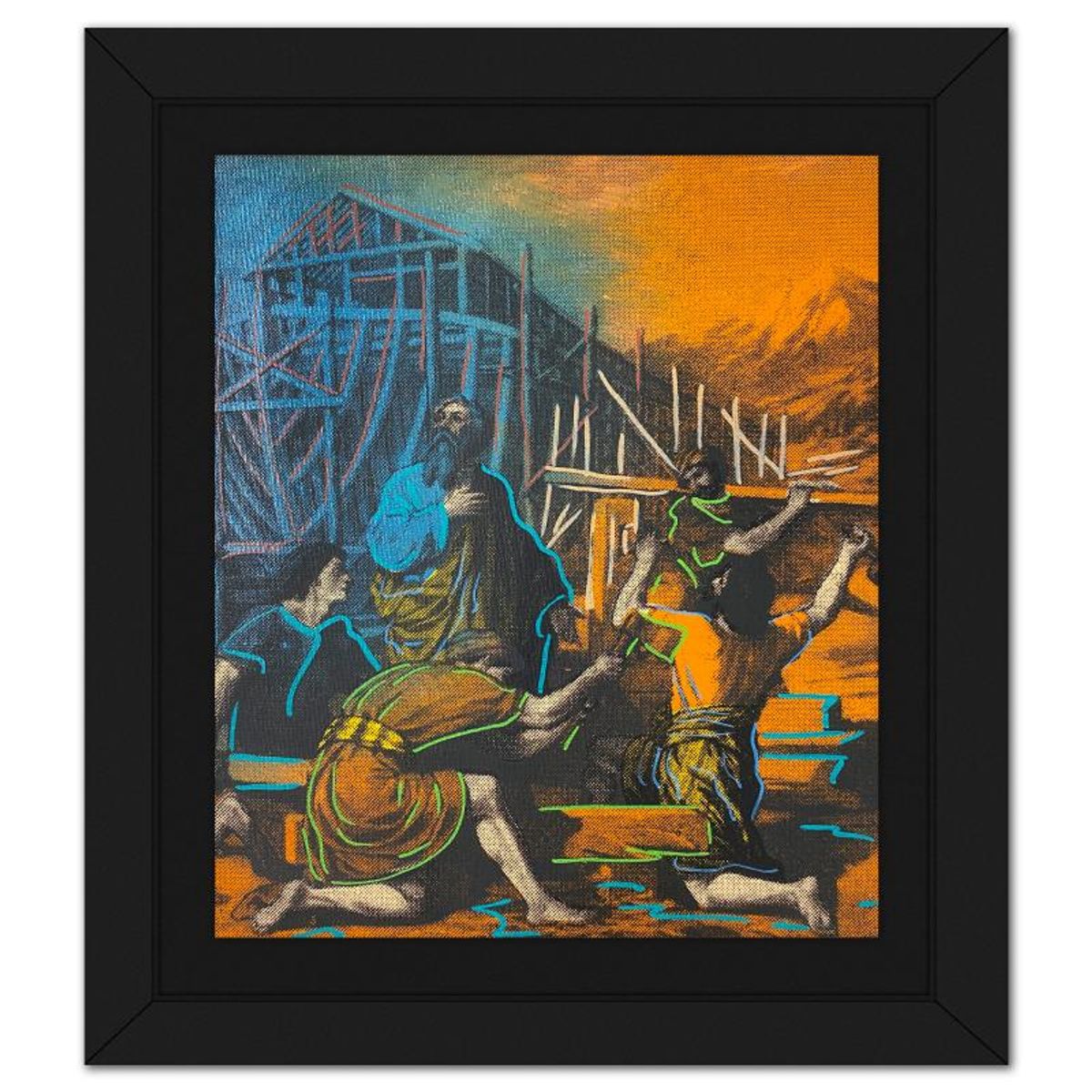 Steve Kaufman (1960-2010), "Noah's Arc" Framed Hand Embellished Limited Edition Silscreen, Numbered 18/50 Inverso and Hand Signed with Letter of Authenticity