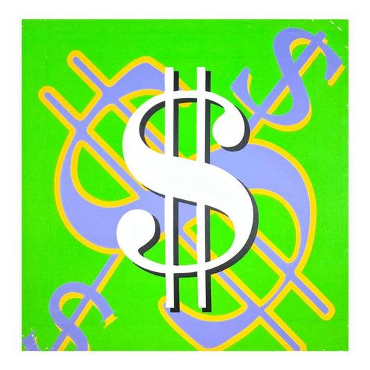 Steve Kaufman (1960-2010) "Dollar Sign (Green Classic)" Hand Signed and Numbered Limited Edition Hand Pulled silkscreen mixed media on Canvas with LOA.