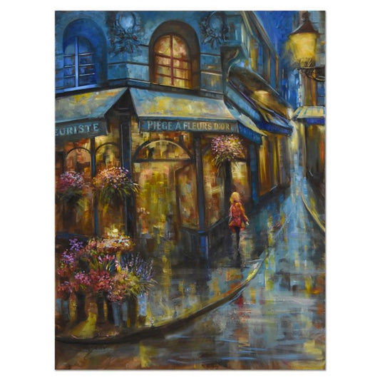 Vadik Suljakov, "Parisian Evening" Original Oil Painting on Canvas, Hand Signed with Letter of Authenticity.