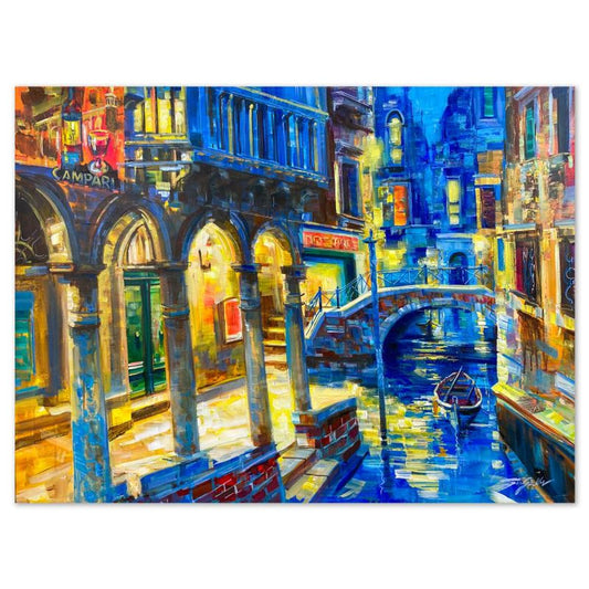 Vadik Suljakov, "Dreaming of Venice" Original Oil Painting on Canvas, Hand Signed with Letter of Authenticity.