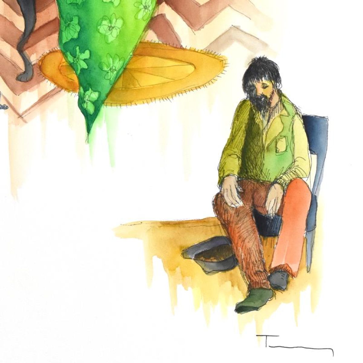 Itzchak Tarkay (1935-2012), Original Mixed Media Watercolor, Hand Signed with Certificate of Authenticity.