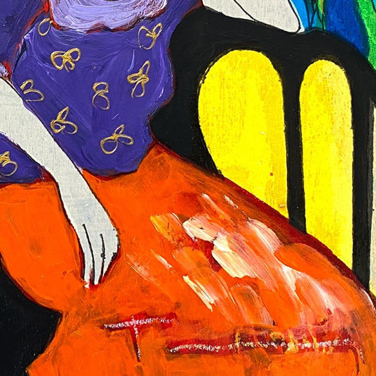 Itzchak Tarkay (1935-2012), "Tranquility" One-of-a-Kind Mixed Media Over Paint on Wood, Hand Signed with Letter of Authenticity