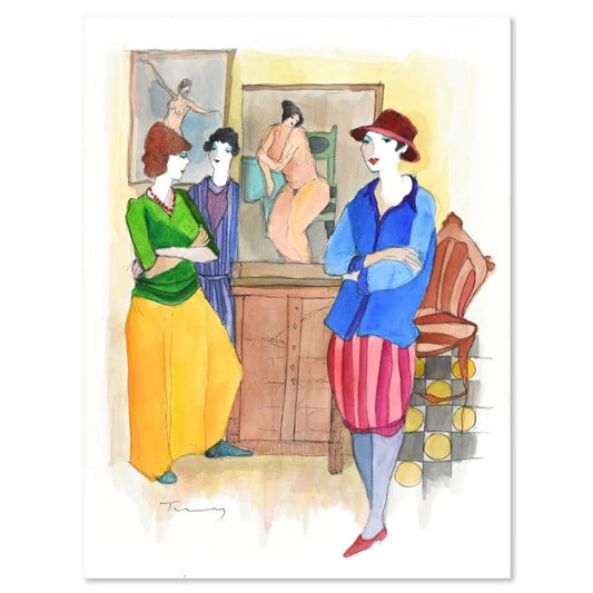 Itzchak Tarkay (1935-2012), Original Mixed Media Watercolor, Hand Signed with Certificate of Authenticity.