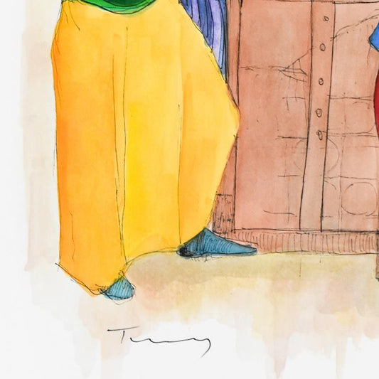 Itzchak Tarkay (1935-2012), Original Mixed Media Watercolor, Hand Signed with Certificate of Authenticity.