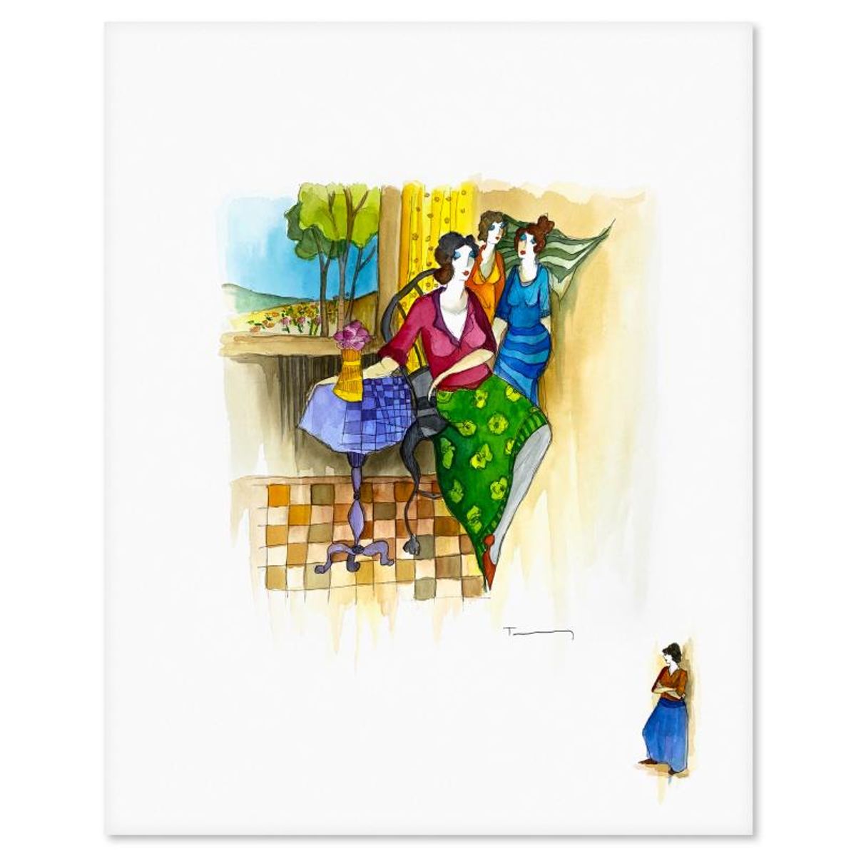 Itzchak Tarkay (1935-2012), Original Mixed Media Watercolor, Hand Signed with Letter of Authenticity.