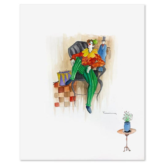 Itzchak Tarkay (1935-2012), Original Mixed Media Watercolor Painting on Paper, Hand Signed with Letter of Authenticity