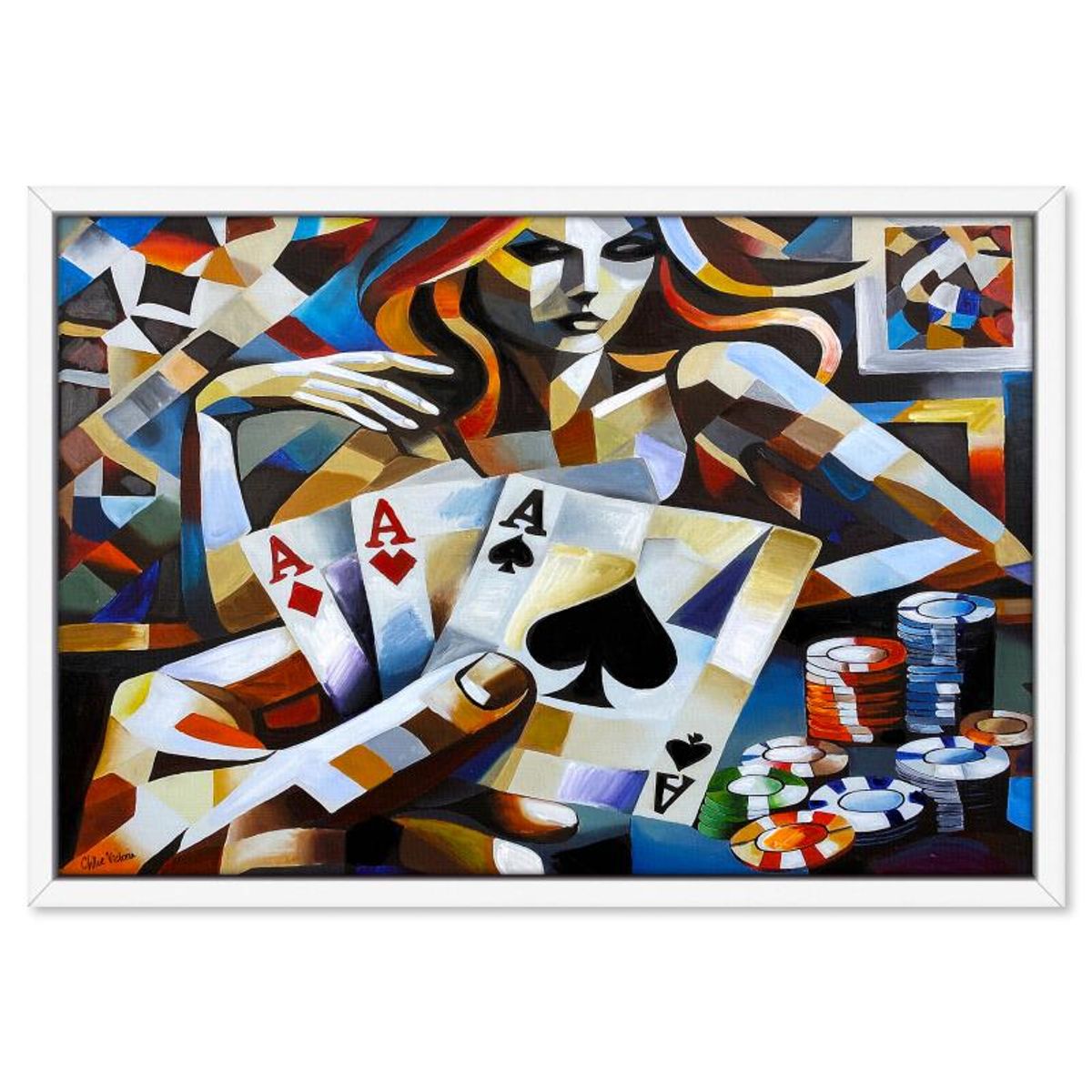 Chloe Victoria, "Queen of Bluff" Framed One-of-a-Kind Mixed Media Overpaint on Canvas, Hand Signed with Letter of Authenticity