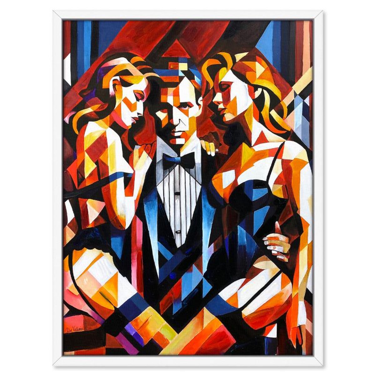 Chloe Victoria, "Fragmented Beauty" Framed One-of-a-Kind Mixed Media Overpaint on Canvas, Hand Signed with Letter of Authenticity