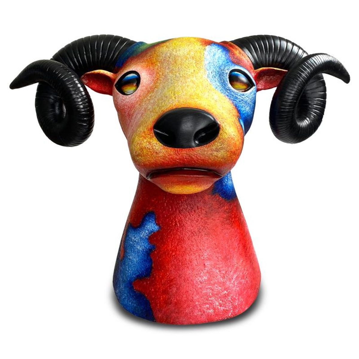 Wang, "Red Ram" Hand Painted Limited Edition Resin Sculpture, Numbered AP 1 and Hand Signed and Letter of Authenticity
