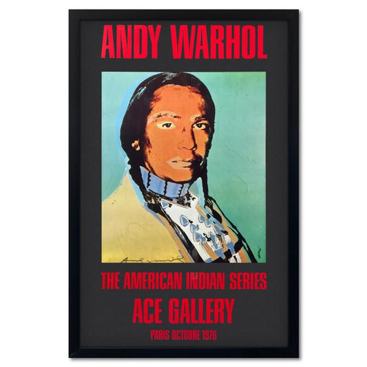 Andy Warhol (1928-1987), "The American Indian Series (Black)" Framed Vintage Poster (51" x 33") from Ace Gallery (1976), Hand Signed with Letter of Authenticity.