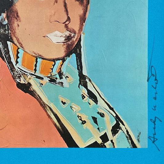 Andy Warhol (1928-1987), "The American Indian Series (Blue)" Framed Vintage Poster (51" x 33") from Ace Gallery (1977), Hand Signed by Warhol and & Russell Means (1939-2012) with Letter of Au