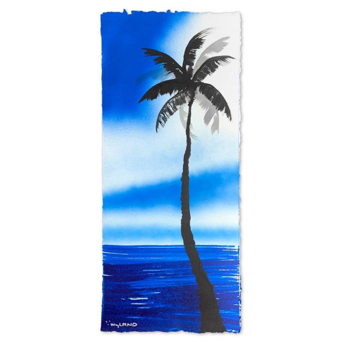 Wyland, "Palm Trees" Framed, Hand Signed Original Painting with Letter of Authenticity.