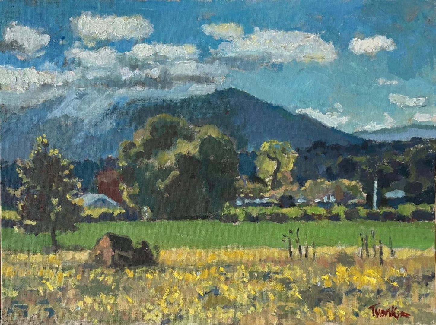Boris Tyomkin- Original oil on board "Breaking Clouds"