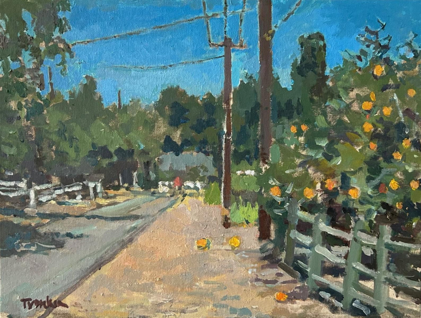 Boris Tyomkin- Original oil on board "Country Road. Ojai"