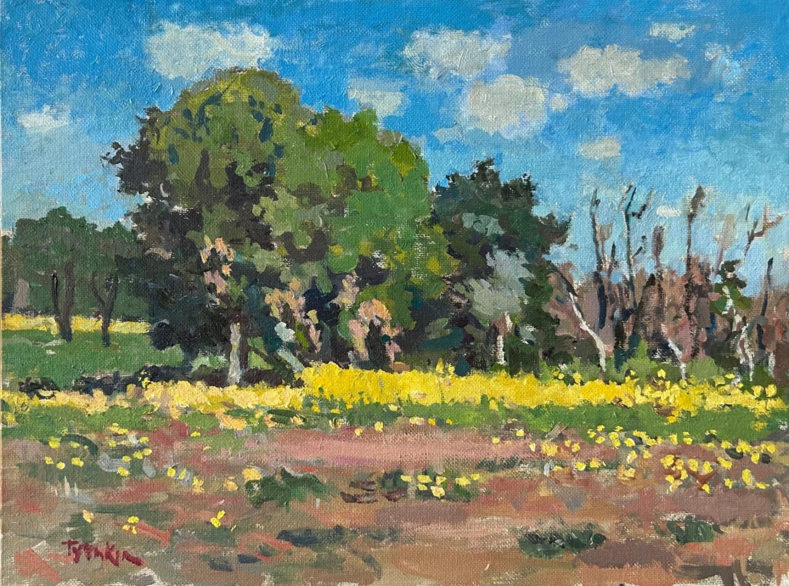 Boris Tyomkin- Original oil on board "Balboa Park. Los Angeles"