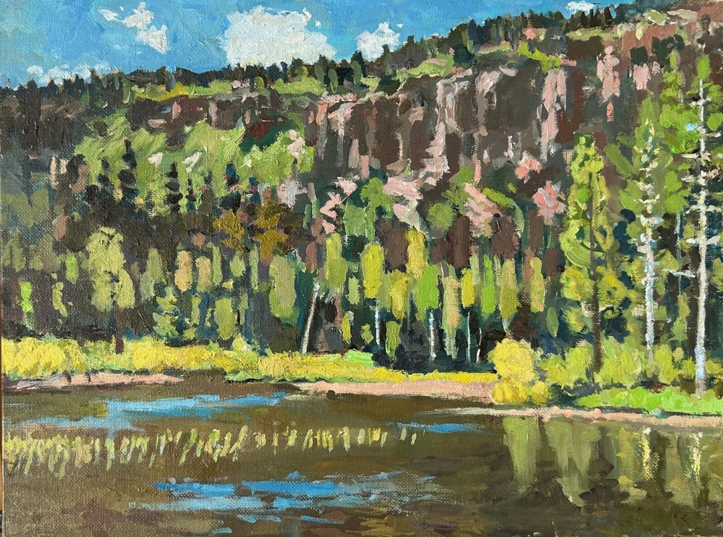 Boris Tyomkin- Original oil on board "Summer. Mammoth Lakes, CA"