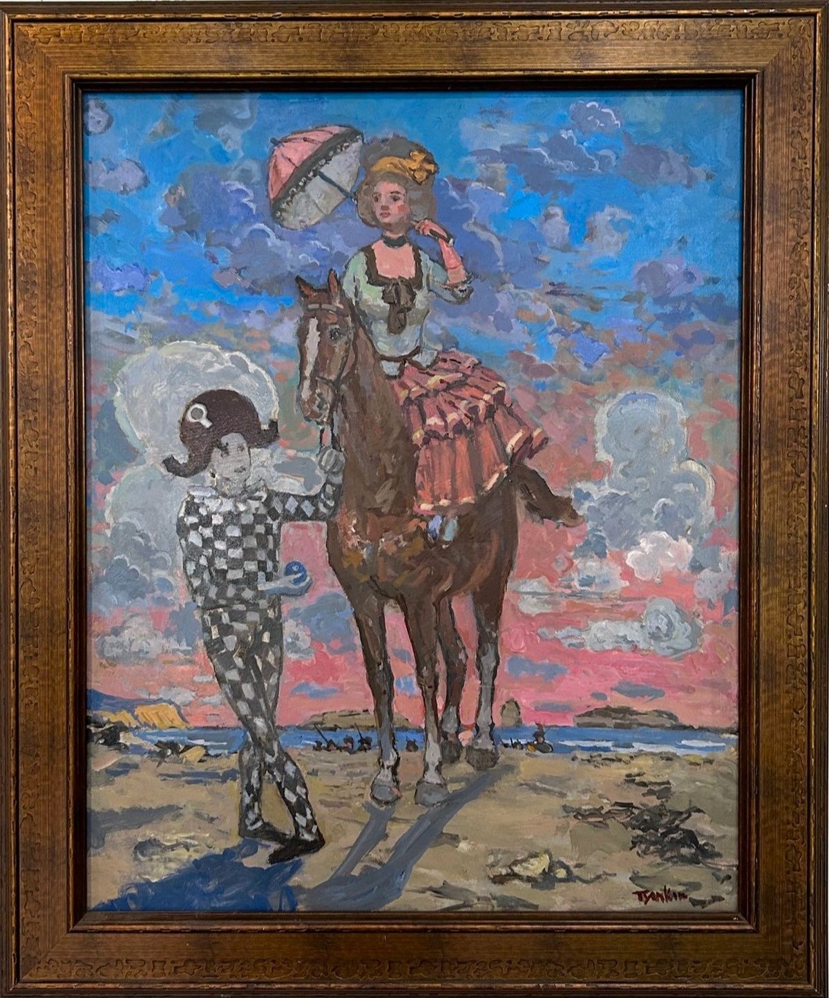 Toymkin- Oil on canvas "Saltimbanques (Traveling Actors)"