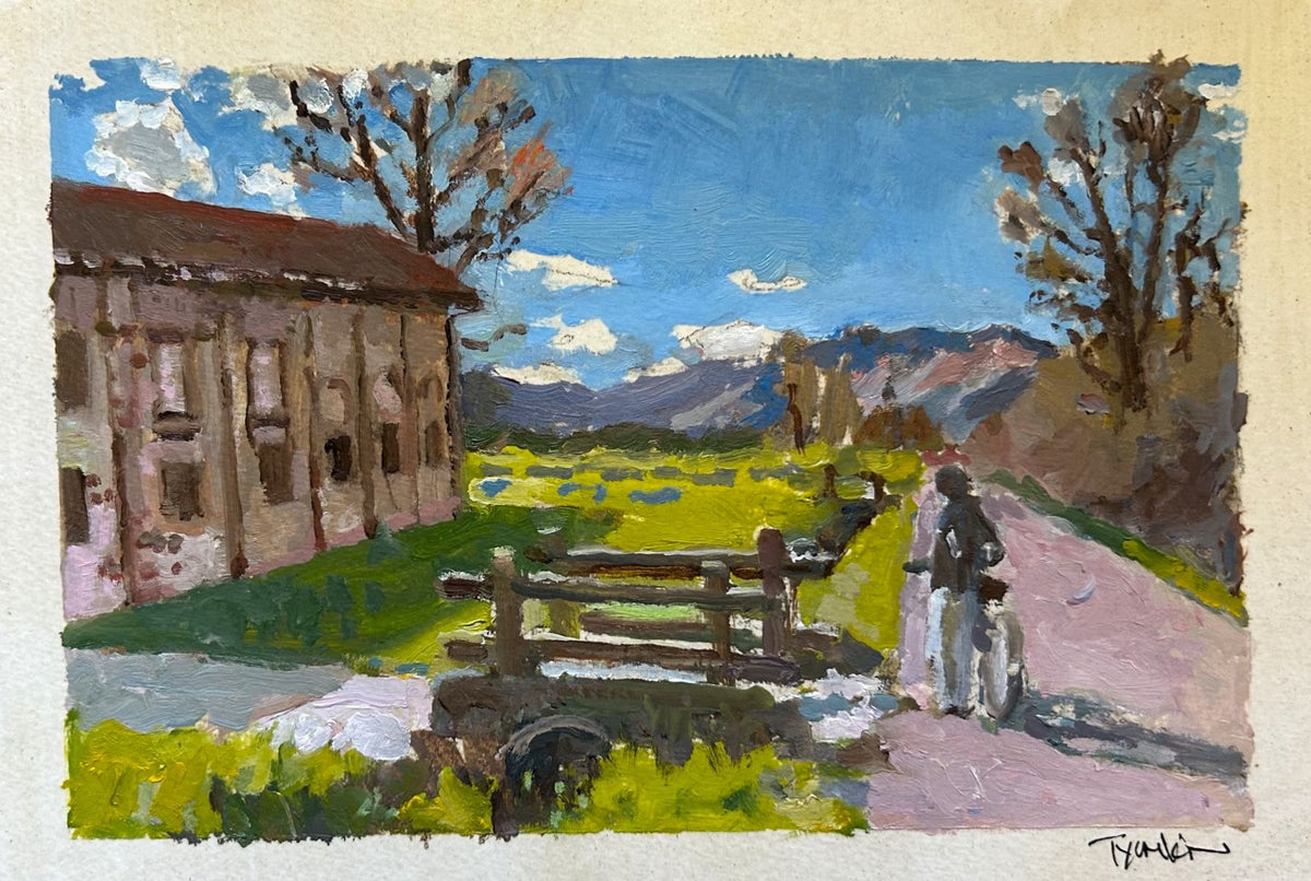 Boris Tyomkin-Original Oil on Shellacked paper   "Torino"