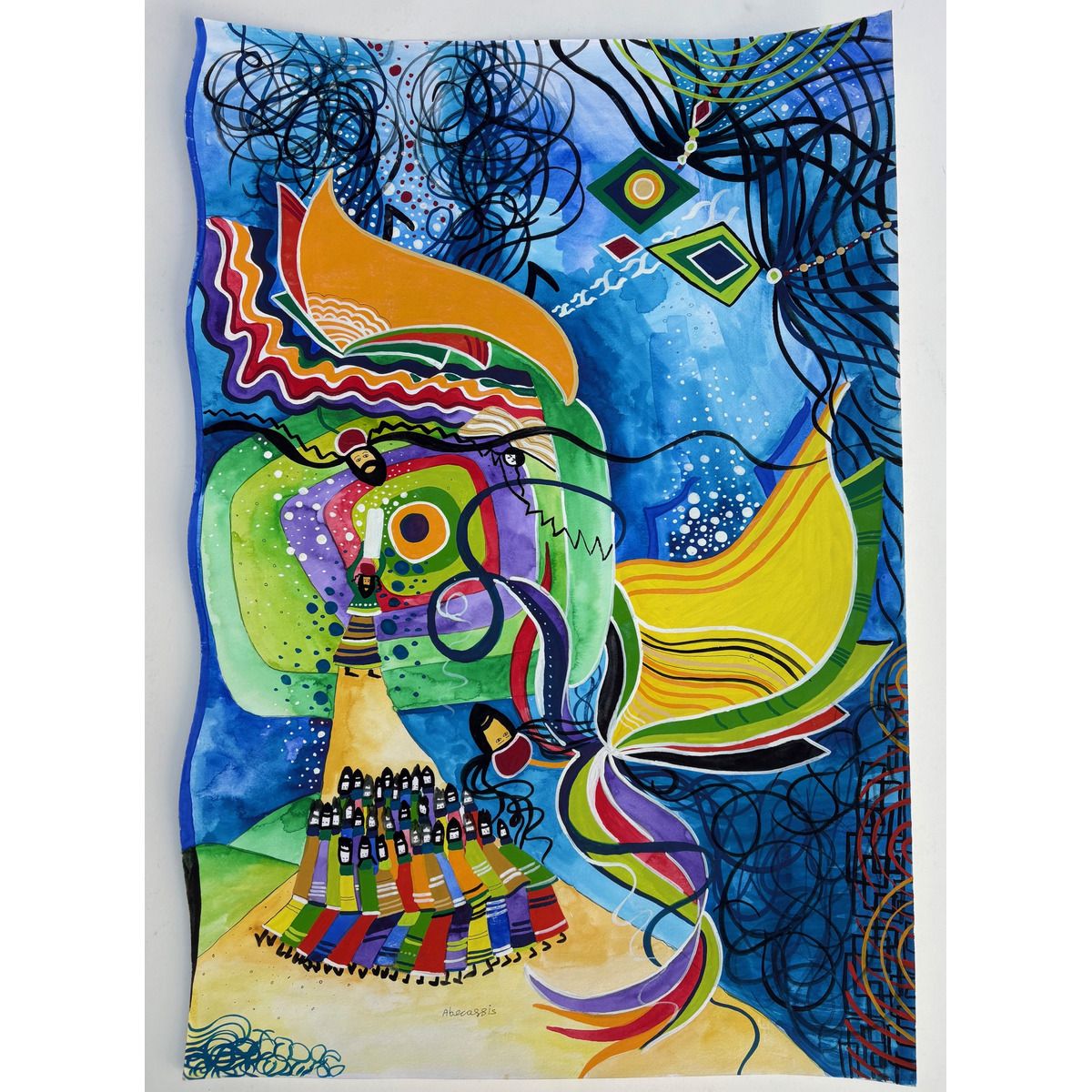 Raphael Abecassis- Original gouache painting on paper
