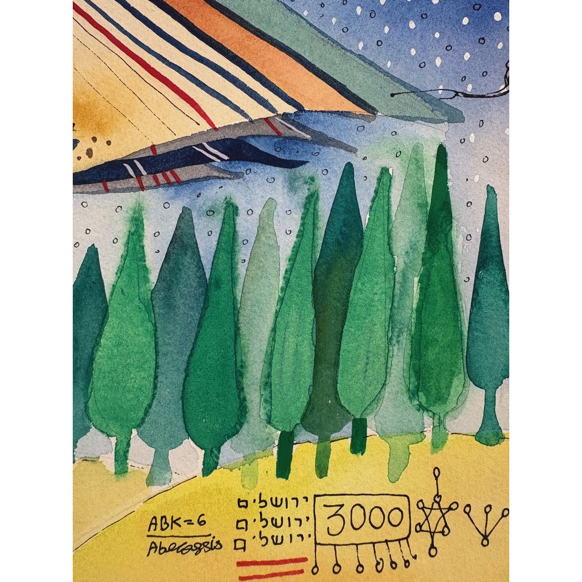 Raphael Abecassis- Original gouache painting on paper