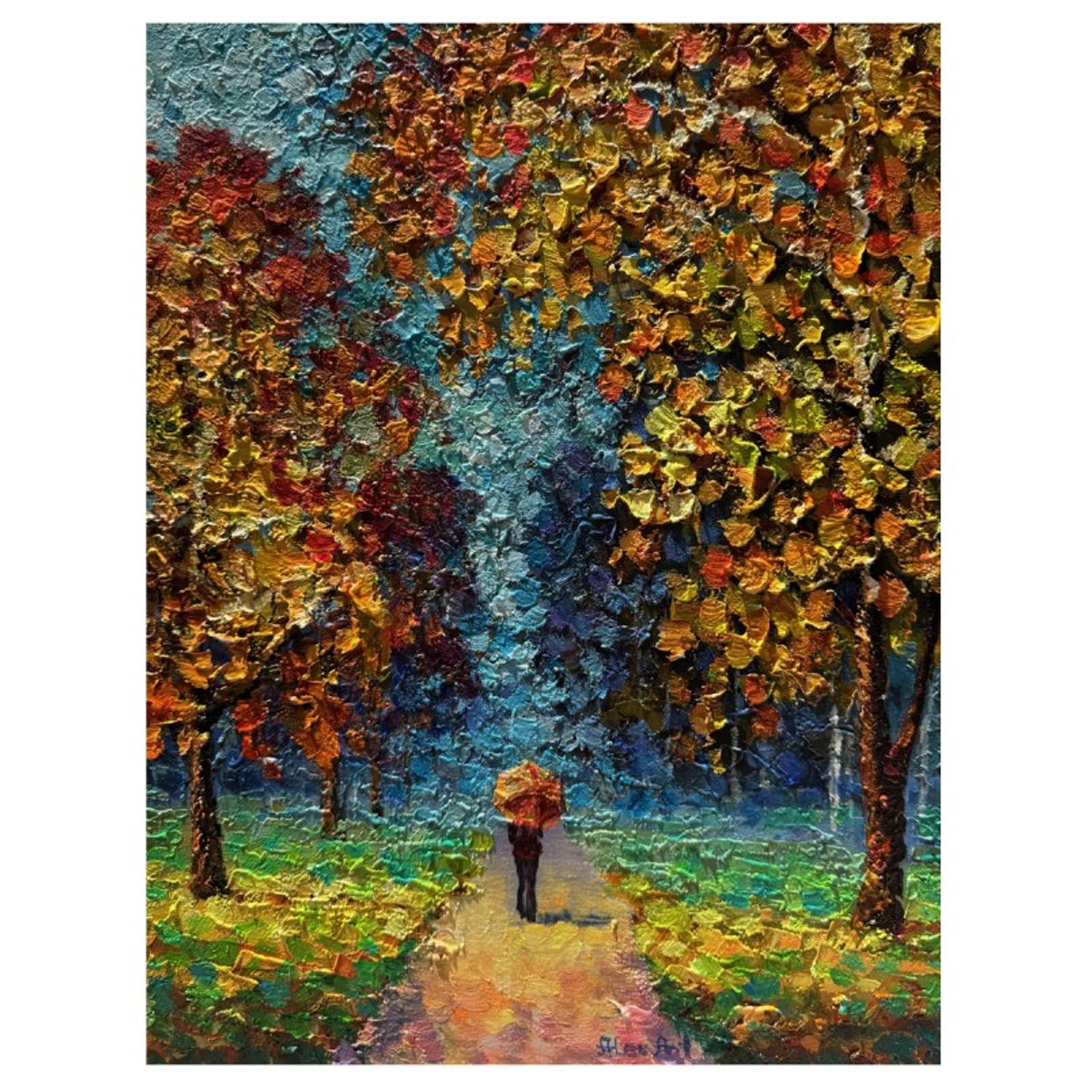 Alexander Antanenka, "Miss Autumn" Hand Signed Original Painting on Canvas with Letter of Authenticity.