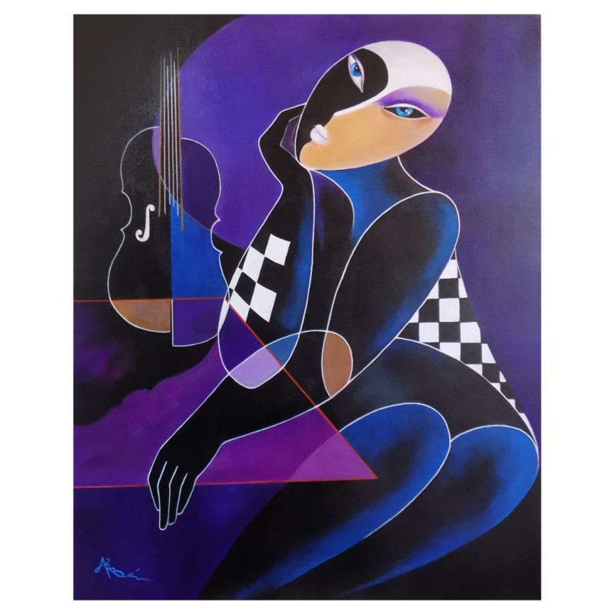 Arbe, "Thoughts of the Past" Hand Signed Original Painting on Canvas with Letter of Authenticity.