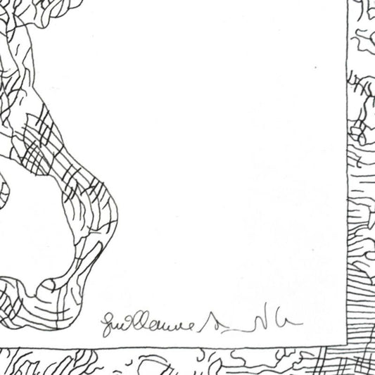 Guillaume Azoulay, "Gnossiennes" Framed Original Drawing, Hand Signed with Letter of Authenticity.