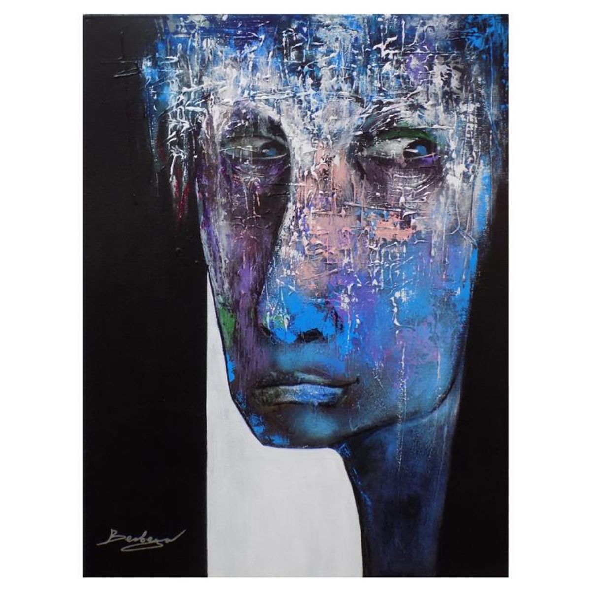 Berberyan, "Boxed In" Hand Signed Original Painting on Canvas with Letter of Authenticity.