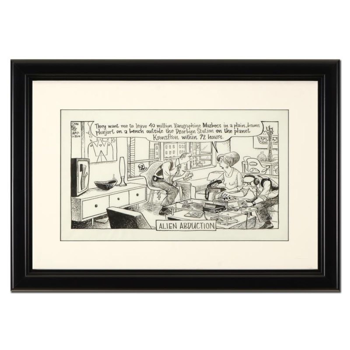 Bizarro, "Alien Abduction" is a Framed Original Pen & Ink Drawing by Dan Piraro, Hand Signed with Letter of Authenticity.