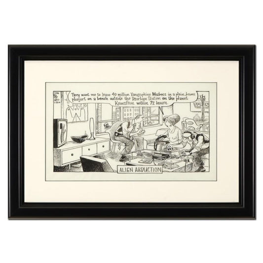 Bizarro, "Alien Abduction" is a Framed Original Pen & Ink Drawing by Dan Piraro, Hand Signed with Letter of Authenticity.