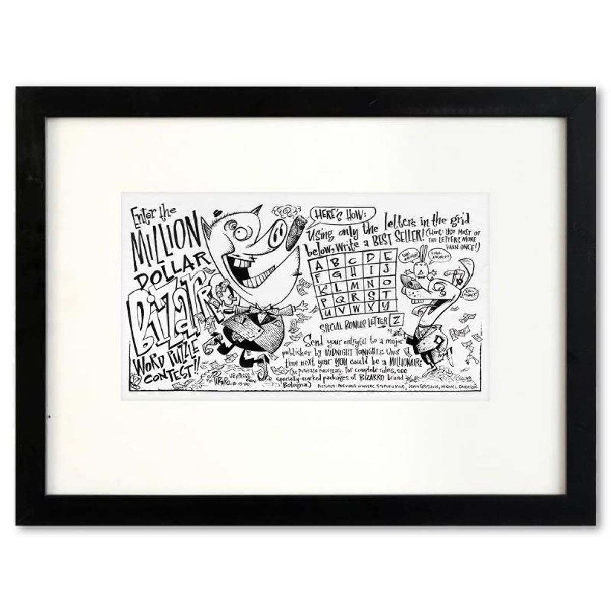 Bizarro, "Word Puzzle" is a Framed Original Pen & Ink Drawing by Dan Piraro, Hand Signed with Letter of Authenticity.