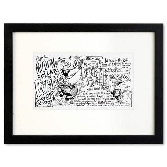 Bizarro, "Word Puzzle" is a Framed Original Pen & Ink Drawing by Dan Piraro, Hand Signed with Letter of Authenticity.