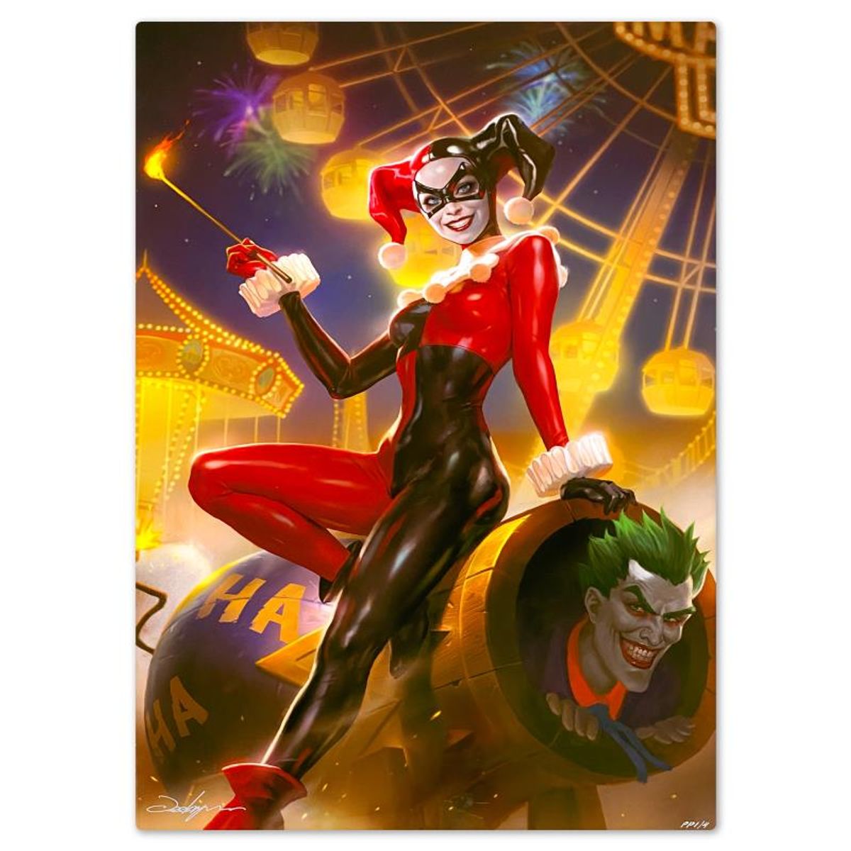 DC Comics & Heonhwa Choe, "Harley Quinn & The Joker" Limited Edition on Aluminum, PP Numbered 1/4 and Signed with Letter of Authenticity.