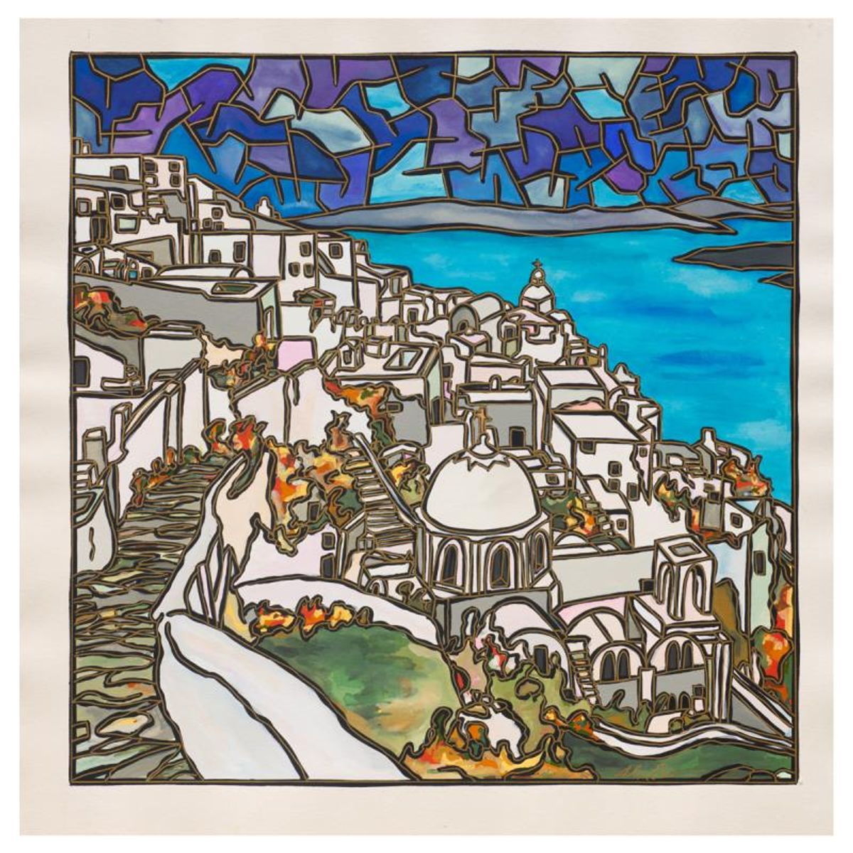 Alex Echo, "Mykonos" Hand Signed Original Painting with Letter of Authenticity.