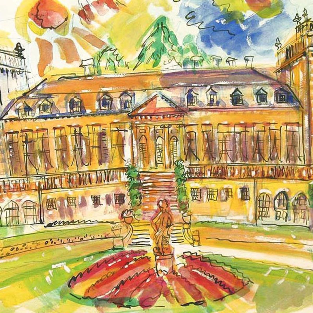 Wayne Ensrud "Chateau Ducru-Beaucaillou" Mixed Media Original Artwork; Hand Signed; COA