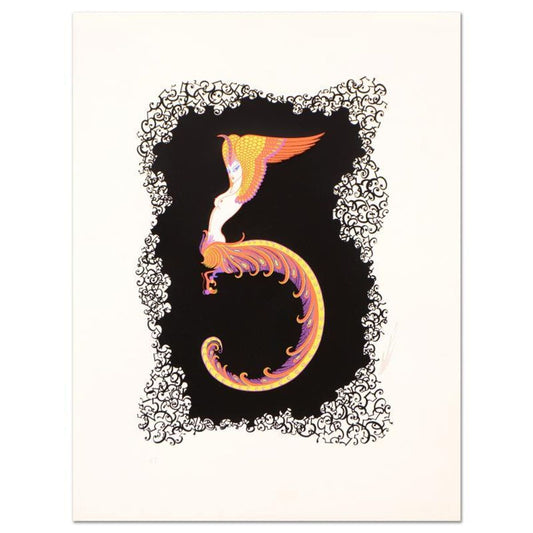 Erte (1892-1990), "Numeral 5" Hand Signed HC Limited Edition Serigraph with Certificate of Authenticity.