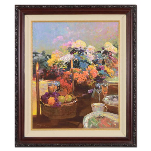 Ming Feng, "Candlelight Dinner" Framed Hand Embellished Limited Edition on Canvas, AP Numbered 5/10 and Hand Signed with Letter of Authenticity.